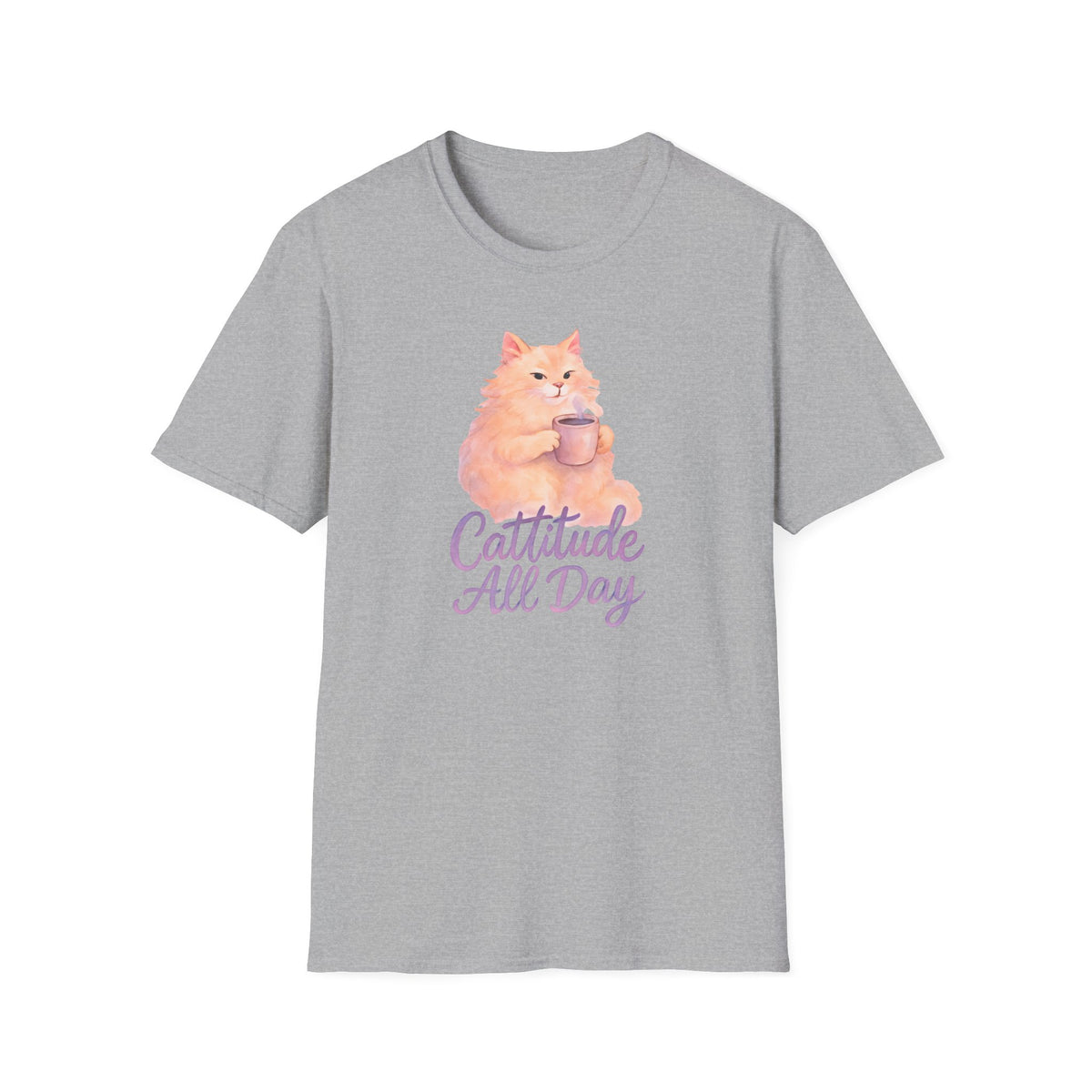 Cat with Coffee Cup T-Shirt