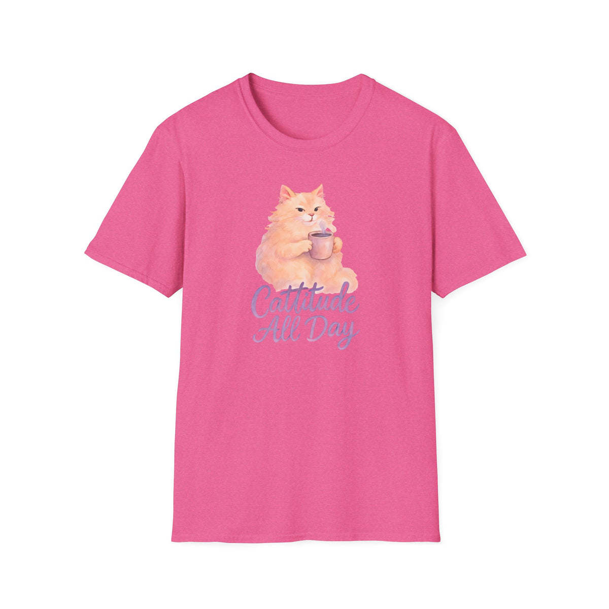 Cat with Coffee Cup T-Shirt